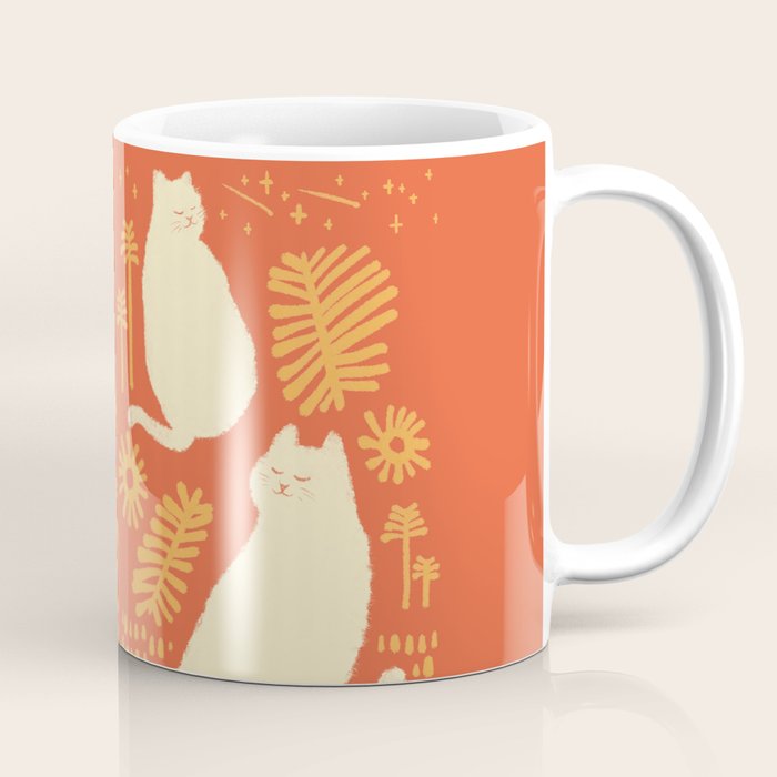 Abstraction Minimal Cat 27red Happy Go Lucky Coffee Mug