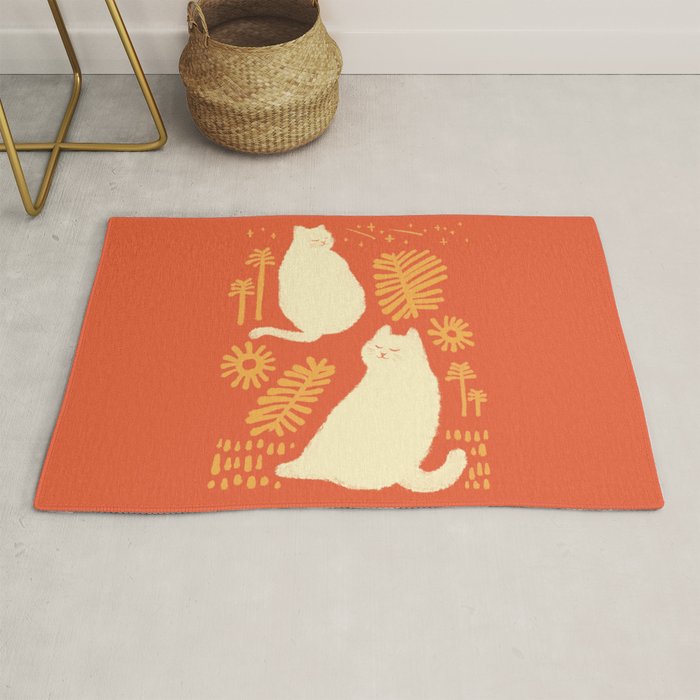 Abstraction Minimal Cat 27red Happy Go Lucky Rug