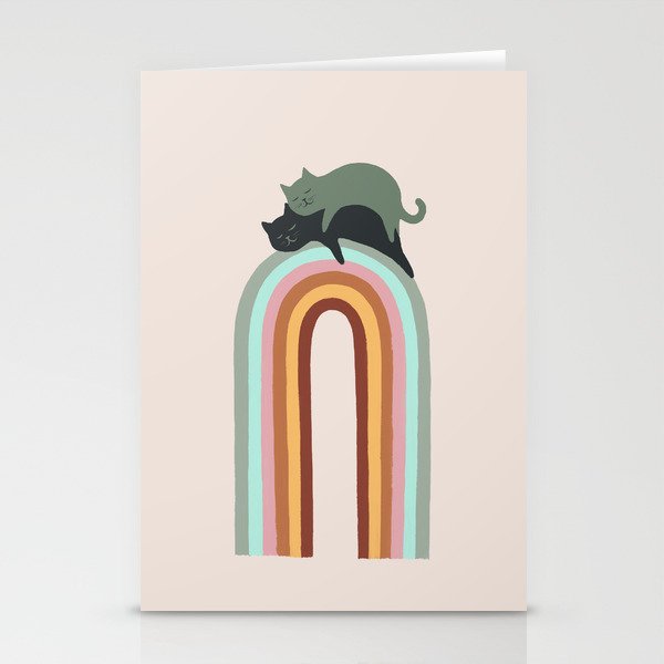 Rainbow Cat 3 Lover Hugs Stationery Card
