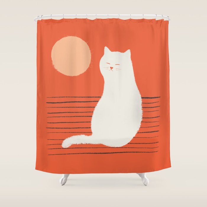 Abstraction Minimal Cat 31 Relax Day Shower Curtain