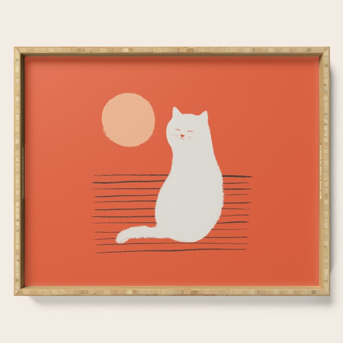 Abstraction Minimal Cat 31 Relax Day Serving Tray