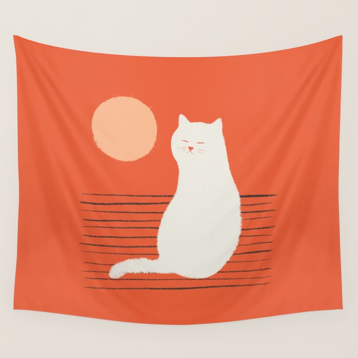 Abstraction Minimal Cat 31 Relax Day Wall Tapestry