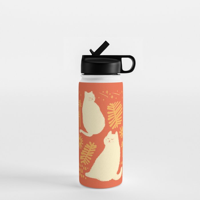 Abstraction Minimal Cat 27red Happy Go Lucky Water Bottle
