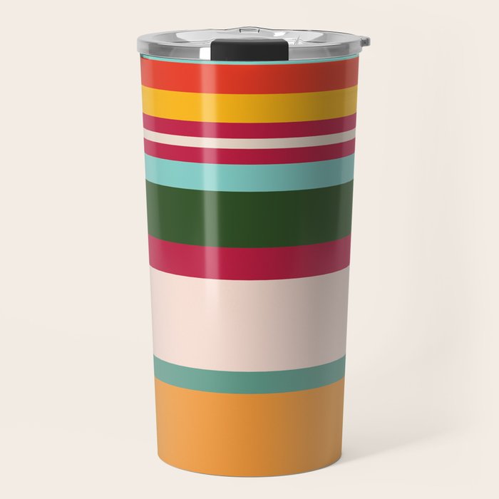 Vintage Striped Beach Pattern Travel Mug