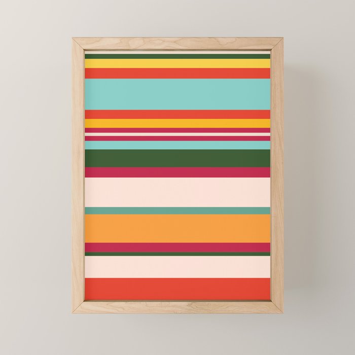 Vintage Striped Beach Pattern Mini Art Print