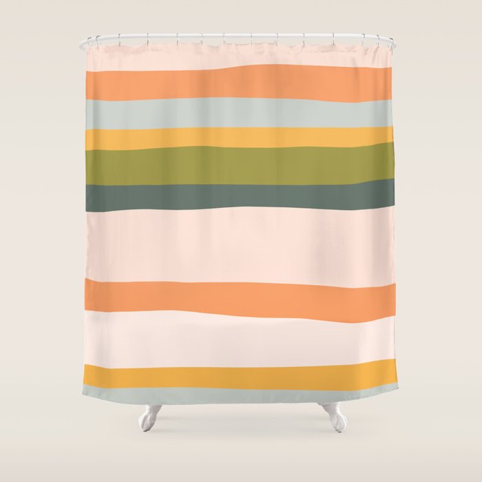 "Dreamy Stripes" Colorful & Fun Children'S Stripe Pattern Shower Curtain
