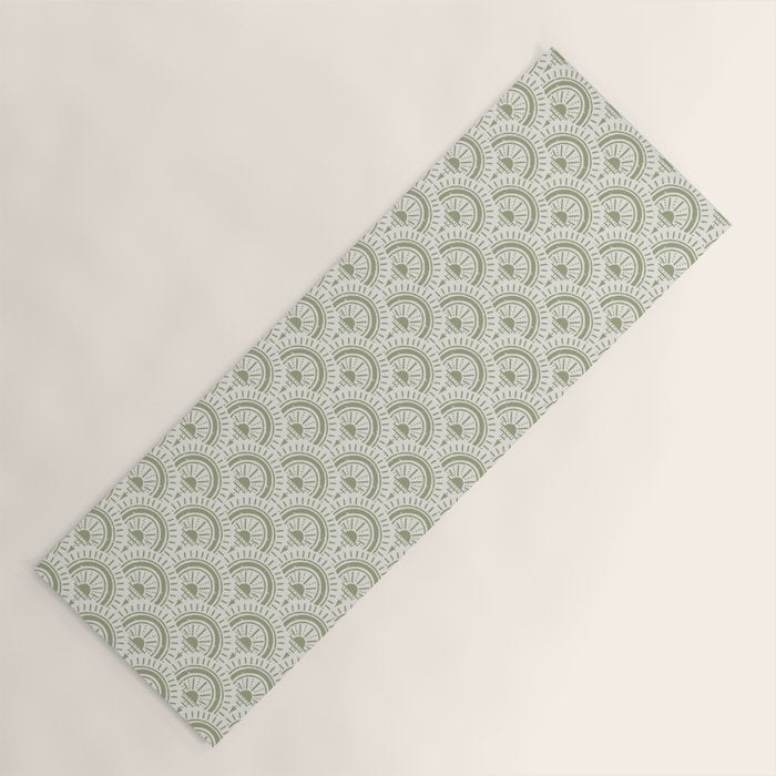 Surfside Deco . Lush Green On Neutral Yoga Mat