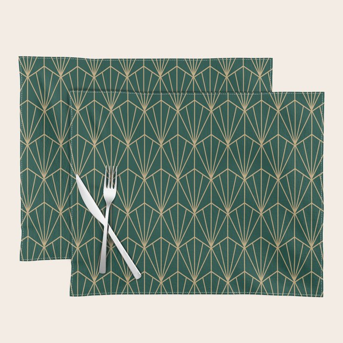 Art Deco Vector In Green And Gold Placemat