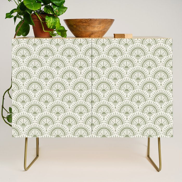 Surfside Deco . Lush Green On Neutral Credenza