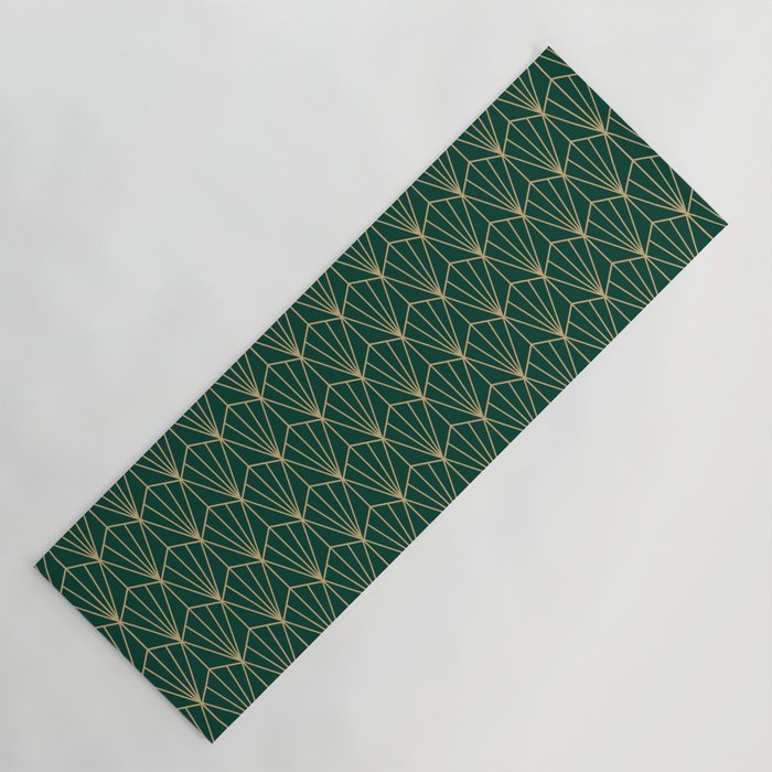 Art Deco Vector In Green And Gold Yoga Mat