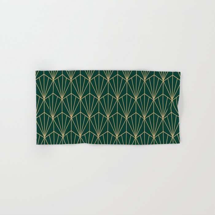 Art Deco Vector In Green And Gold Bath Towel