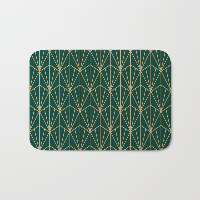 Art Deco Vector In Green And Gold Bath Mat