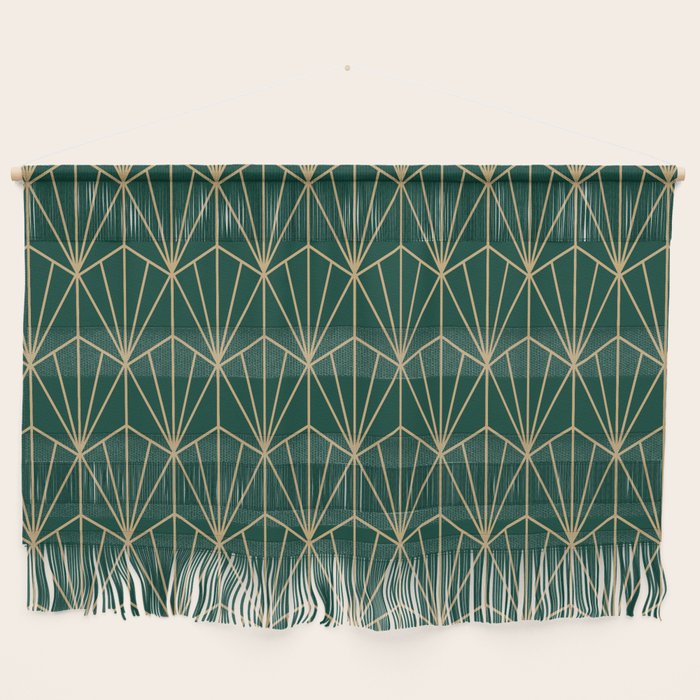 Art Deco Vector In Green And Gold Wall Hanging