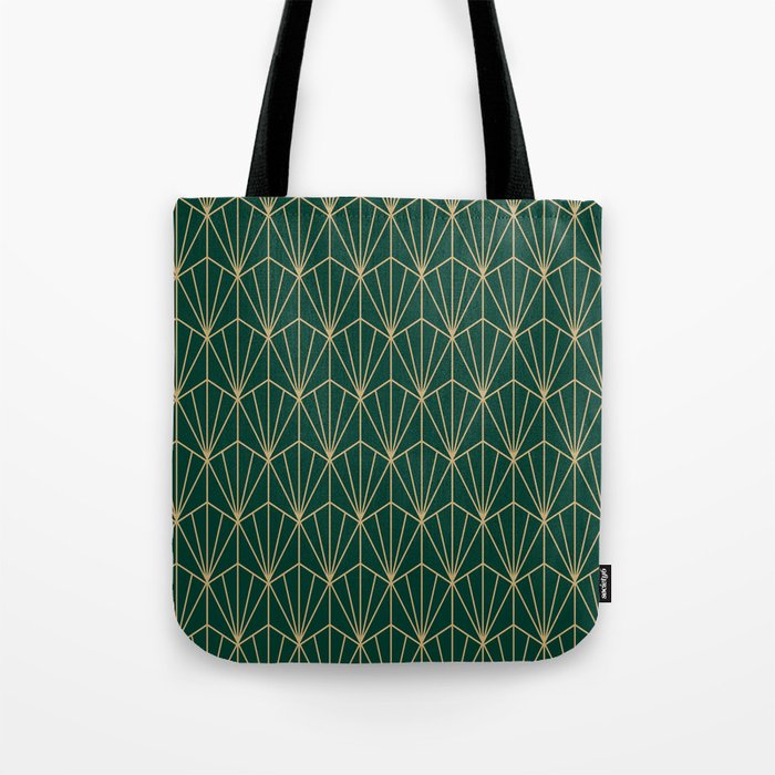 Art Deco Vector In Green And Gold Tote Bag