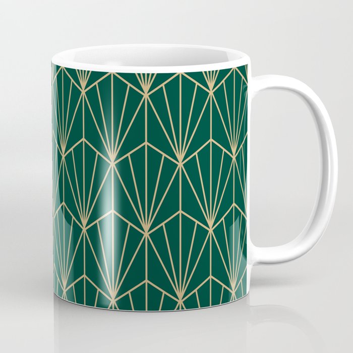 Art Deco Vector In Green And Gold Coffee Mug
