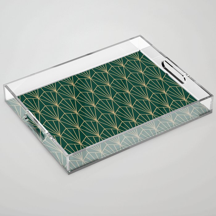Art Deco Vector In Green And Gold Acrylic Tray