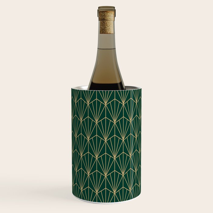 Art Deco Vector In Green And Gold Wine Chiller