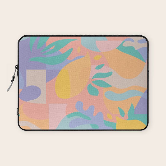 Lemons In Amalfi / Abstract Shapes, Pink, Turquoise, Yellow, Lavender Laptop Sleeve