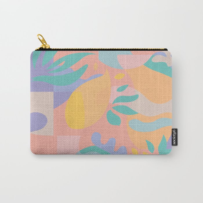 Lemons In Amalfi / Abstract Shapes, Pink, Turquoise, Yellow, Lavender Carry All Pouch