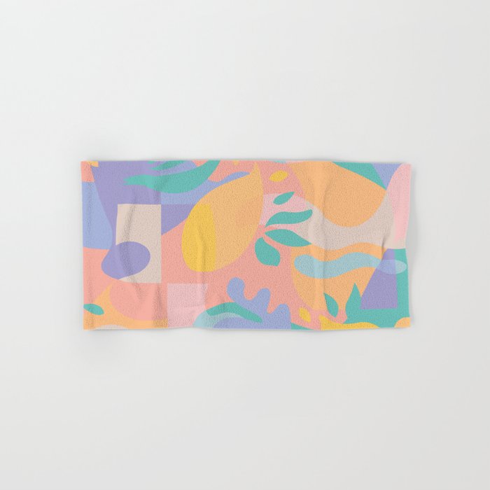 Lemons In Amalfi / Abstract Shapes, Pink, Turquoise, Yellow, Lavender Bath Towel