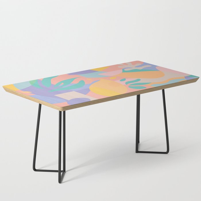 Lemons In Amalfi / Abstract Shapes, Pink, Turquoise, Yellow, Lavender Coffee Table