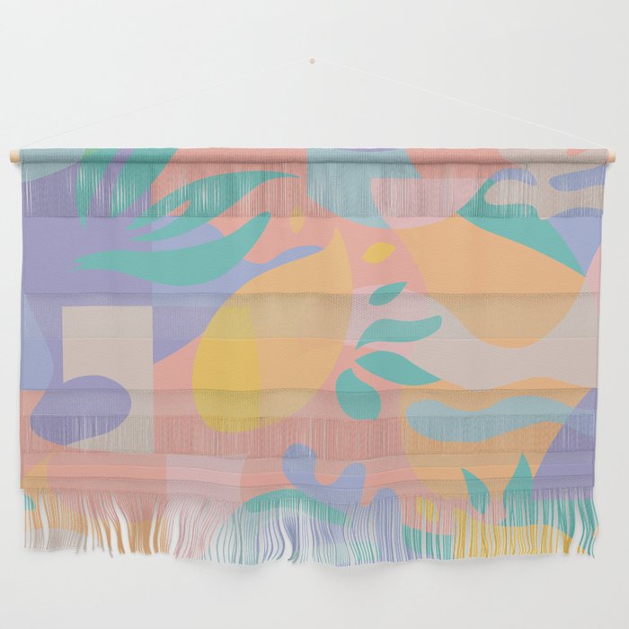 Lemons In Amalfi / Abstract Shapes, Pink, Turquoise, Yellow, Lavender Wall Hanging