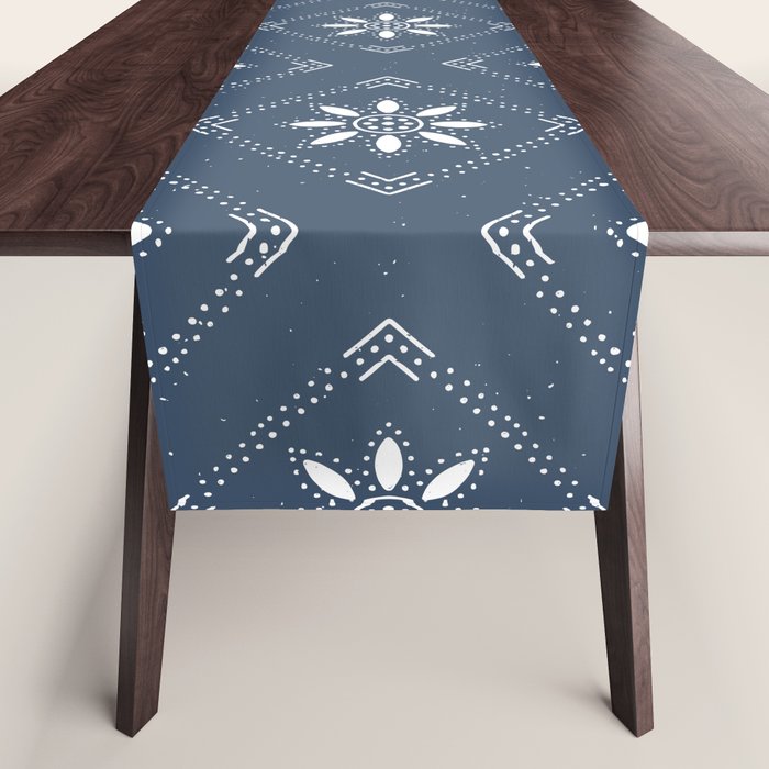 Scandinavian Classic Blue Squares Table Runner