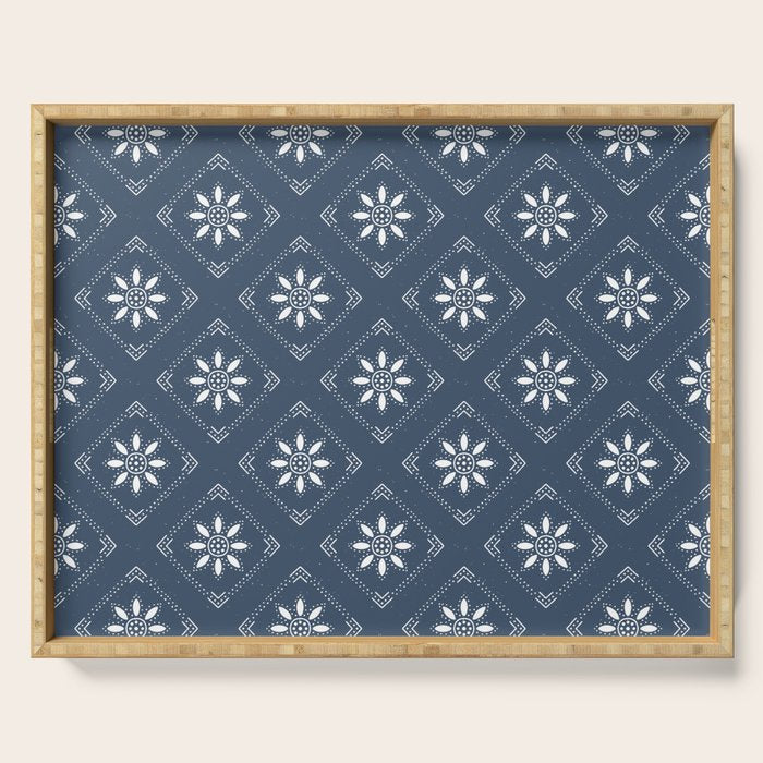 Scandinavian Classic Blue Squares Serving Tray