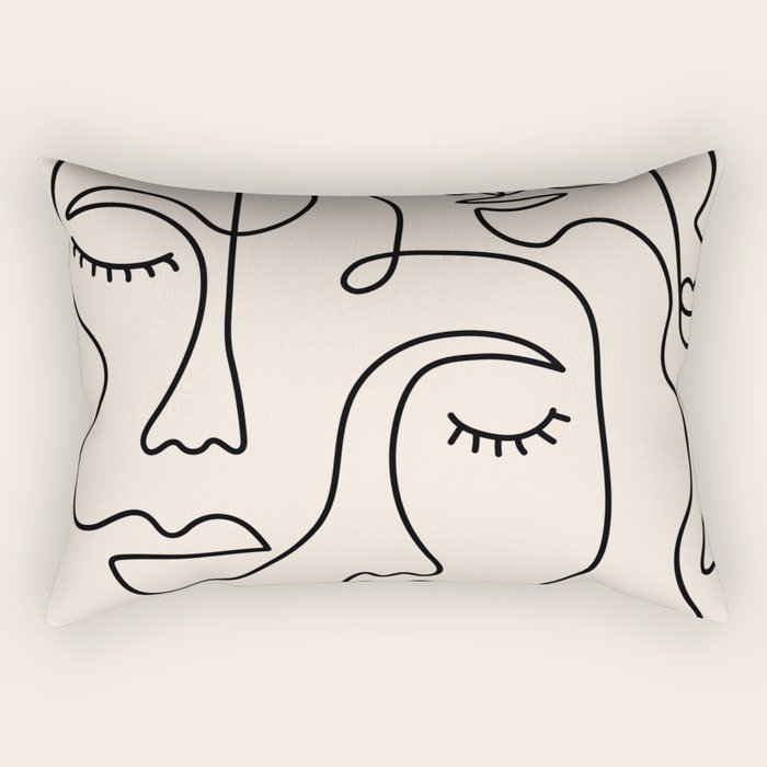 Abstract Single Line Face  Rectangular Pillow