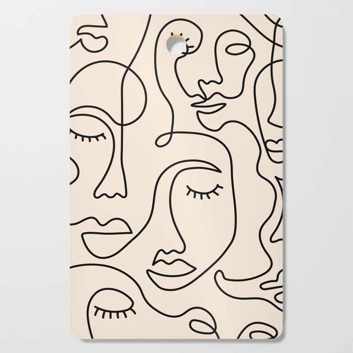 Abstract Single Line Face  Cutting Board