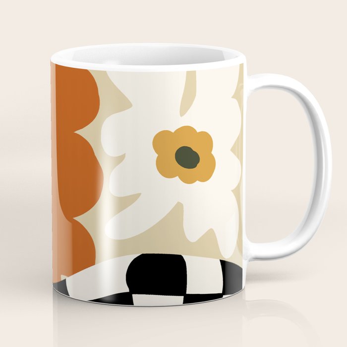 Vintage Matisse Floral Check Coffee Mug