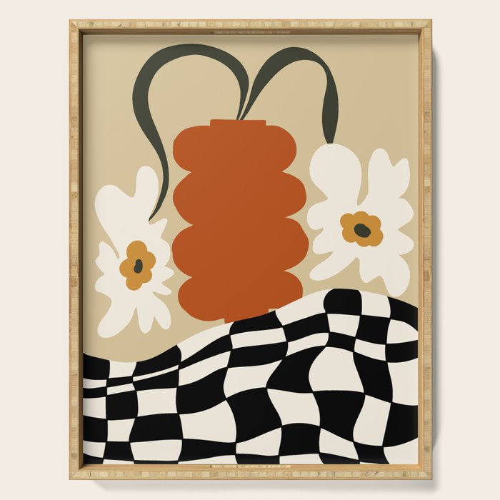 Vintage Matisse Floral Check  Serving Tray