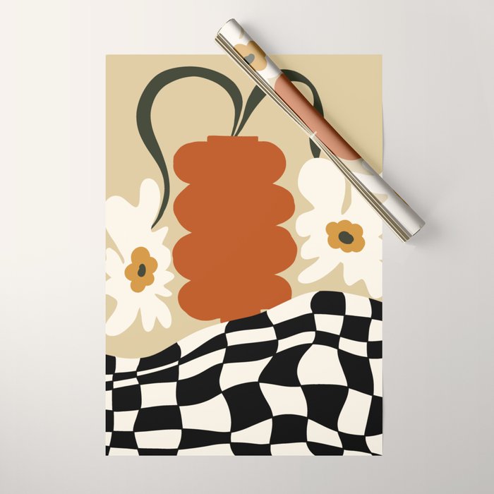 Vintage Matisse Floral Check  Wrapping Paper