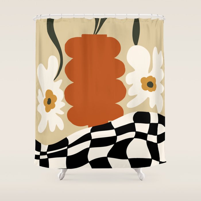 Vintage Matisse Floral Check  Shower Curtain