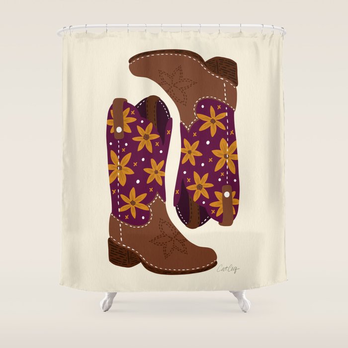 Cowgirl Boots - Fuchsia & Orange Shower Curtain