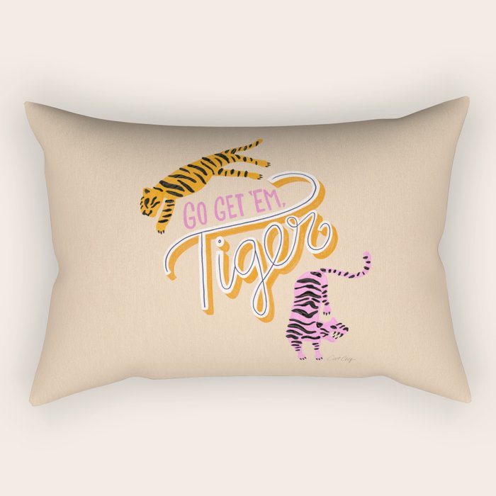 Go Get 'Em Tiger - Melon Rectangular Pillow