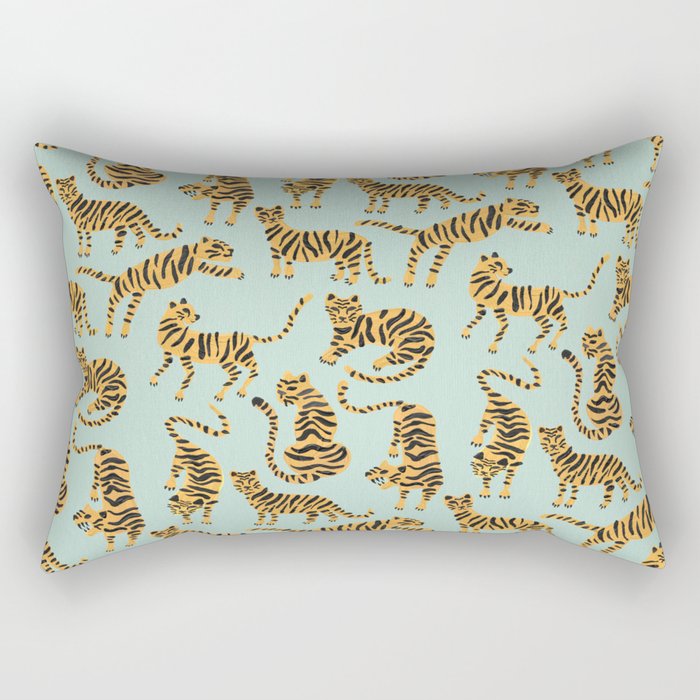 Tiger Collection - Mint & Orange Rectangular Pillow