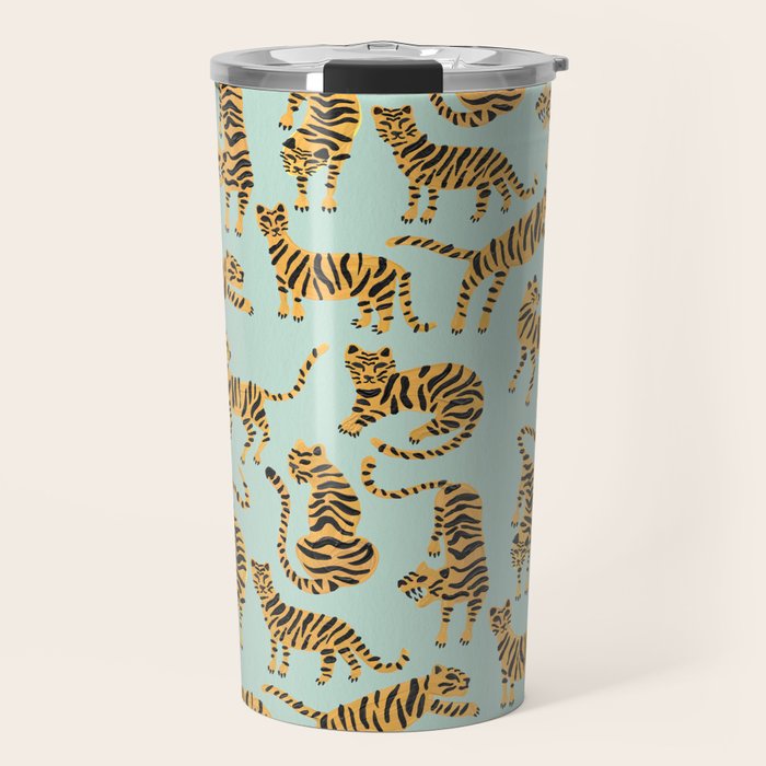 Tiger Collection - Mint & Orange Travel Mug