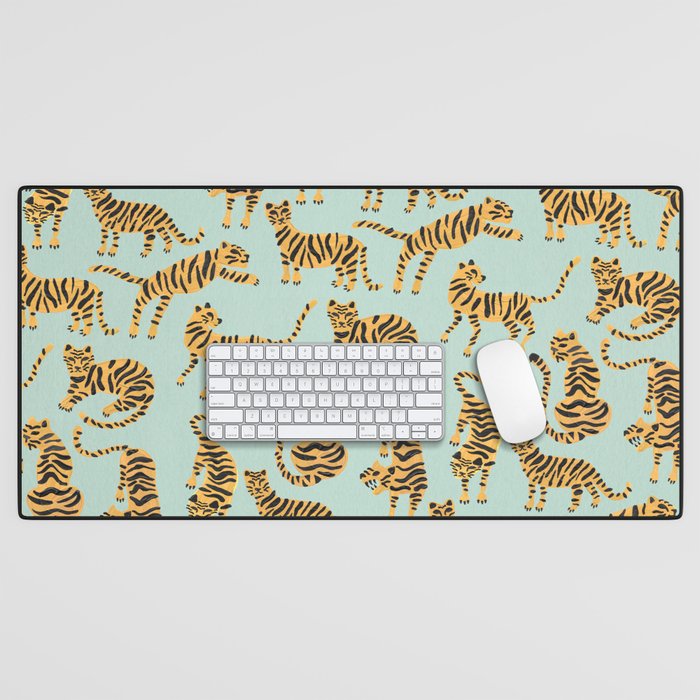 Tiger Collection - Mint & Orange Desk Mat