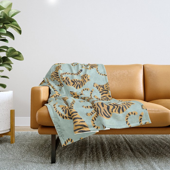 Tiger Collection - Mint & Orange Throw Blanket