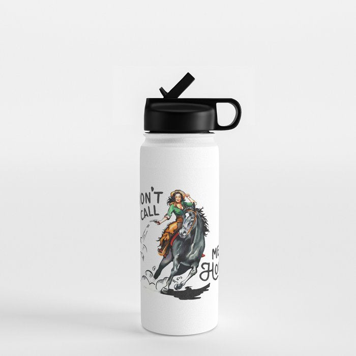 "Don'T Call Me Honey" Cowgirl On Horseback Shooting A Rattlesnake Water Bottle
