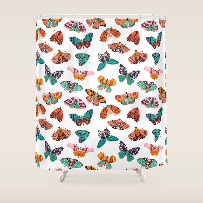 Spring Butterflies Pattern 003 Shower Curtain