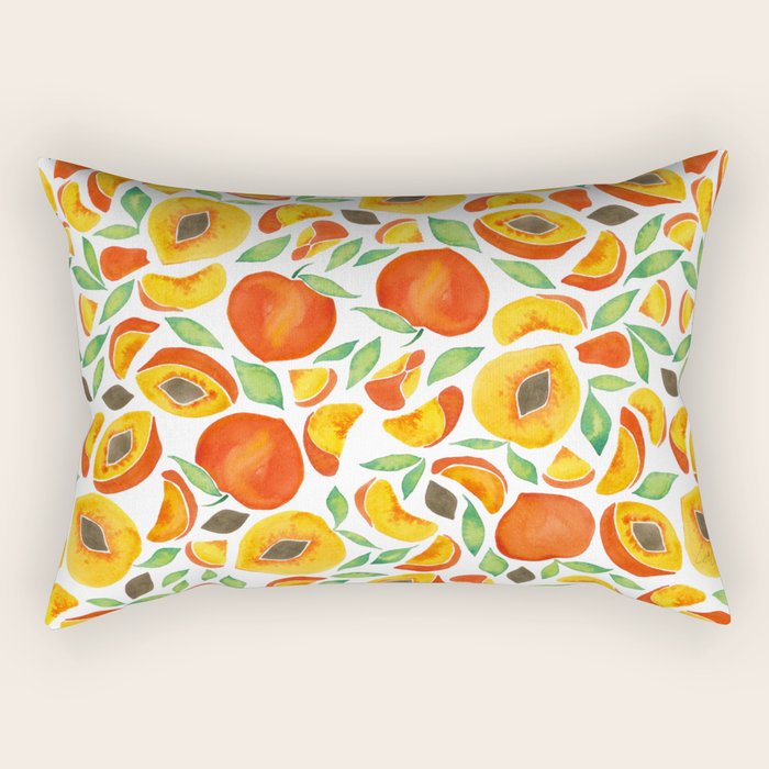 Peaches - Green Leaves Rectangular Pillow