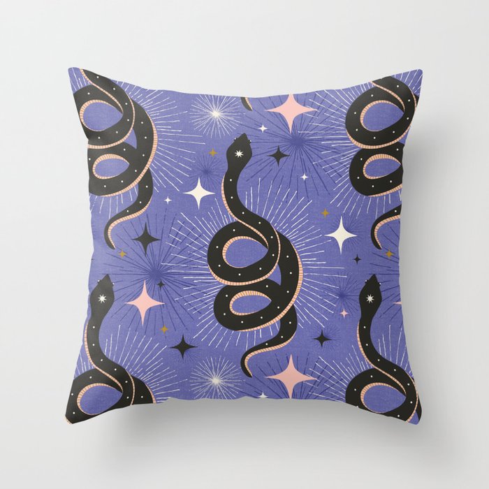 Slither Through The Stars Very Peri Throw Pillow