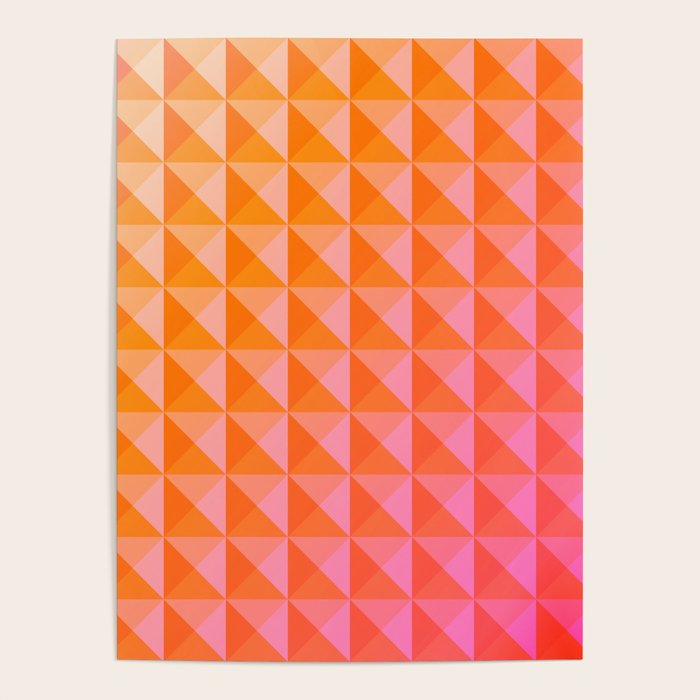 Geometric Gradient In Pink And Orange Poster