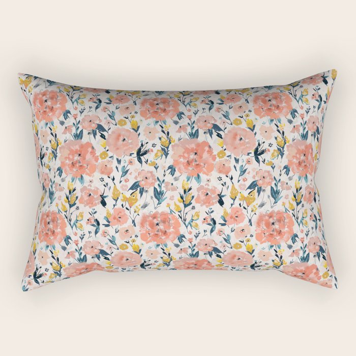 Tropical Coral Floral Rectangular Pillow