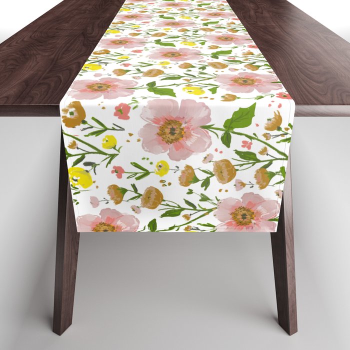 Summer Floral - Pink & Yellow Table Runner