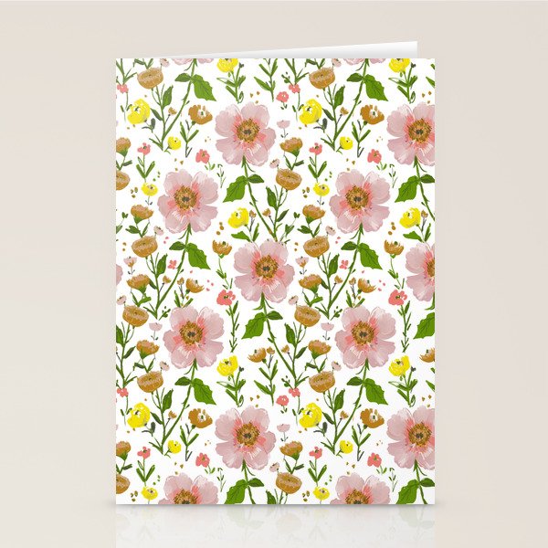 Summer Floral - Pink & Yellow Stationery Card