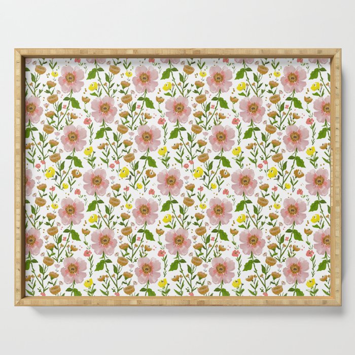 Summer Floral - Pink & Yellow Serving Tray