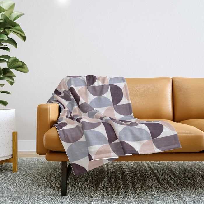 Bauhaus Mid Century Modern Geometric Pattern Xiv Throw Blanket